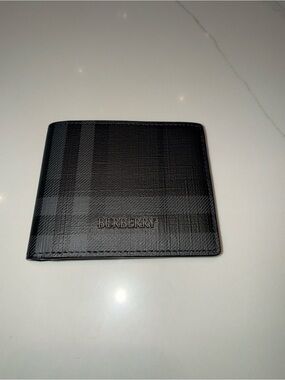 Burberry Black/Grey City Check Coated Canvas Bifold Wallet